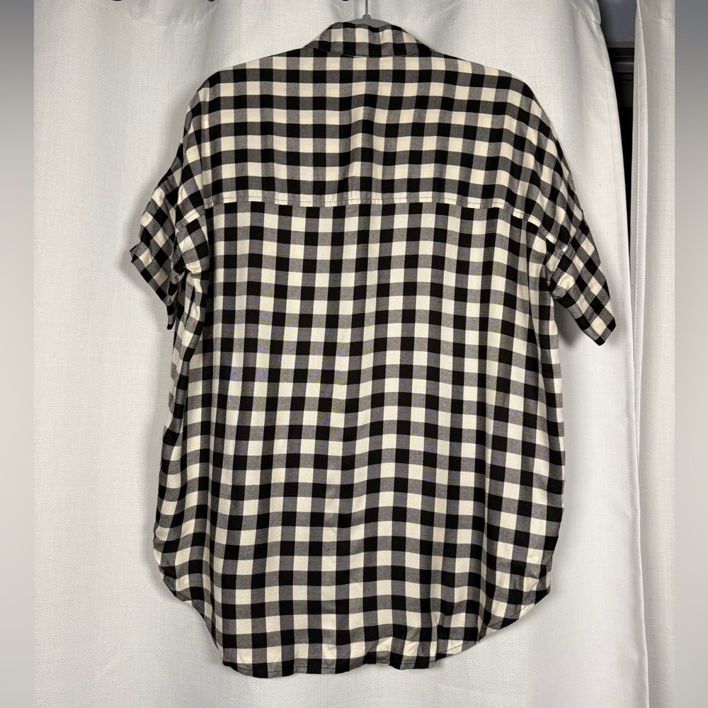 Madewell Black and White Buffalo Plaid Oversized Button Up Top XS - Picture 2 of 8